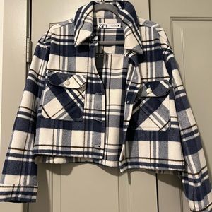 Zara Cropped Plaid Jacket